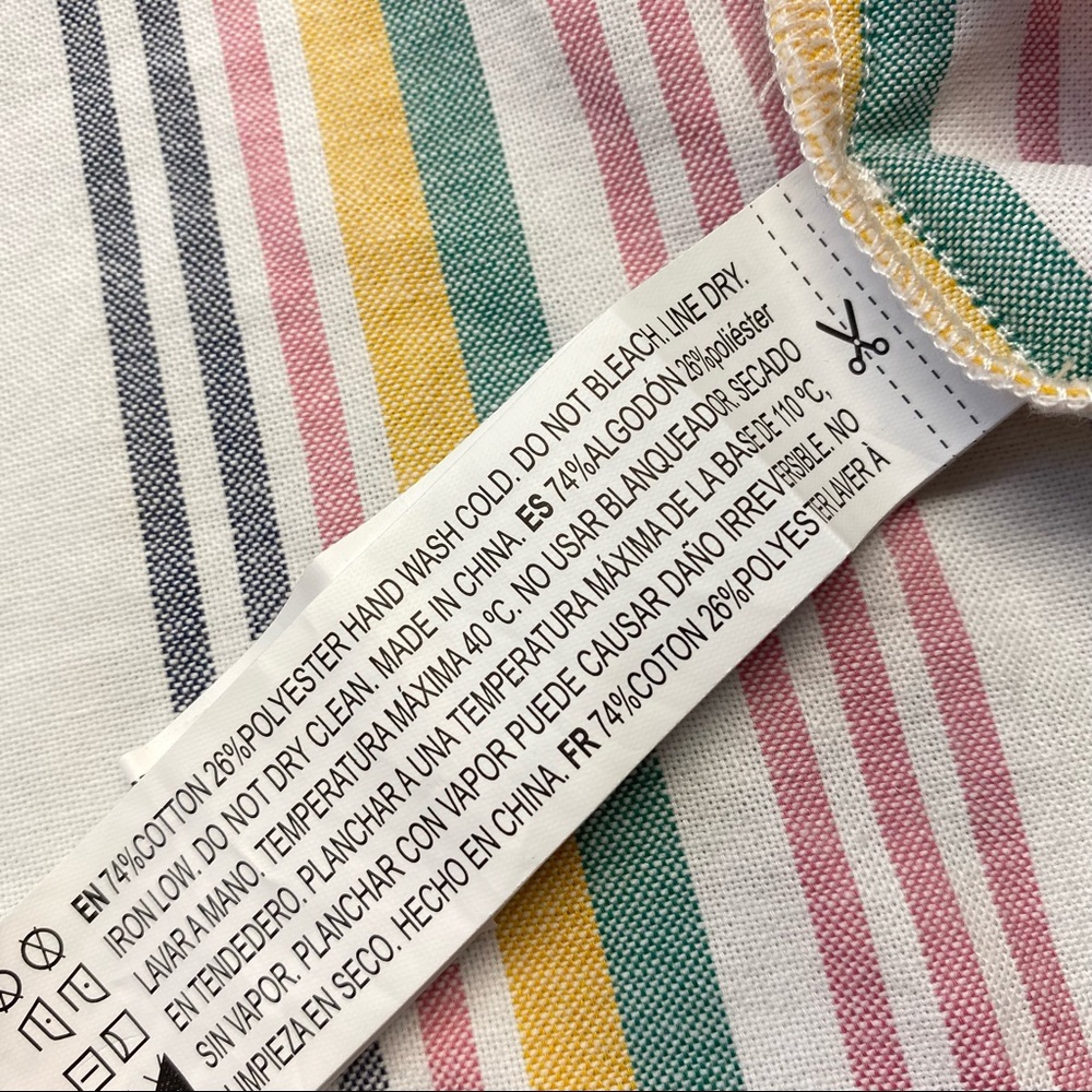 Forever 21 MultiColor Striped Crop Button Front Long Sleeve Top Size Large - Picture 9 of 15